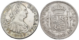 CARLOS IV. 8 reales. 1797. México. FM. AR 26,93 g. 39,7 mm. VI-793. MBC+.