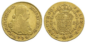 CARLOS IV. Escudo. 1792. Madrid. MF. AU 3,36 g. 17,6 mm. VI-907. MBC.