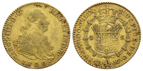 CARLOS IV. 2 escudos. 1800. Madrid. MF. AU 6,67 g. 21,8 mm. VI-1049. MBC.