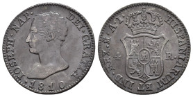 JOSÉ I BONAPARTE. 4 reales. 1810. Madrid. AI. AR 5,93 g. 26,3 mm. VI-13. Pátina oscura. MBC.