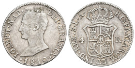 JOSÉ I BONAPARTE. 4 reales. 1812. Sevilla. LA. AR 5,84 g. 26,4 mm. VI-20. MBC.