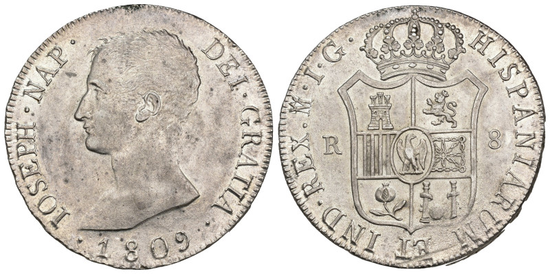 JOSÉ I BONAPARTE. 8 reales. 1809. Madrid. IG. AR 26,88 g. 40,1 mm. VI-27. R.B.O....
