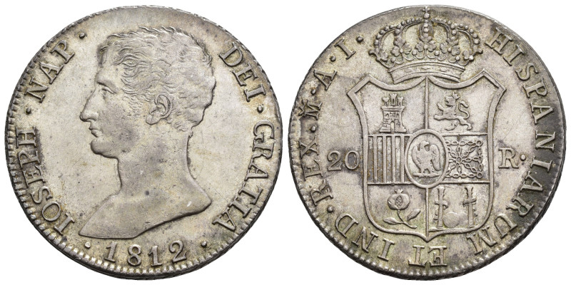 JOSÉ I BONAPARTE. 20 reales. 1812. Madrid. AI. AR 26,88 g. 39,4 mm. VI-35. Peque...