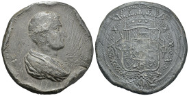 FERNANDO VII. Sello pendiente en plomo. A/ FERDIN. VII . D.G. HISPANIARUM. REX. (poco visible). R/ Escudo rodeado por el Toisón. PB 586 g. 80,51 mm. F...
