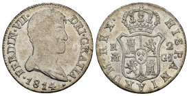 FERNANDO VII. 2 reales. 1814. Madrid. GJ. AR 5,82 g. 25,3 mm. VI-687. MBC/MBC+.