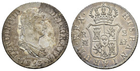 FERNANDO VII. 2 reales. 1823. Madrid. AJ. AR 5,97 g. 25,2 mm. VI-698. Pátina irregular. EBC.