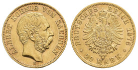 MONEDA EXTRANJERA. ALEMANIA Y ESTADOS ALEMANES. SAJONIA. Alberto. 20 marcos. 1876. E. AU 7,93 g. 22,5 mm. KM-1236. EBC-.