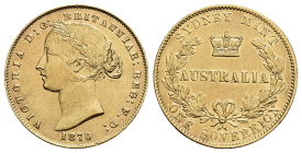 MONEDA EXTRANJERA. AUSTRALIA. Victoria I. Soberano. 1870. SYDNEY. AU 8 g. 22 mm. KM-4. Pequeñas marcas.EBC-/EBC.