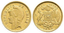 MONEDA EXTRANJERA. CHILE. Santiago. 10 pesos. 1895. AU 5,99 g. 20,7 mm. KM-154. EBC.