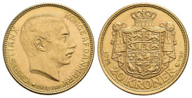 MONEDA EXTRANJERA. DINAMARCA. Cristian X. 20 kroner. 1914. VBP. AU 8,98 g. 23 mm. KM-817.1. EBC+.