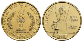 MONEDA EXTRANJERA. ESTADOS UNIDOS DE AMÉRICA. 5 dólares. 1996. Conmemorativos. Couldron. AU 8,35 g. 21,5 mm. KM-270. SC.