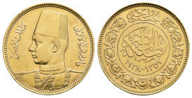 MONEDA EXTRANJERA. EGIPTO. Farouk. Libra. 1357-1938. Boda real. AU 8,5 g. 23,8 mm. KM-372. EBC.