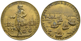 MONEDA EXTRANJERA. GRAN BRETAÑA. Medalla. 1741. Almirante Vernon. Cartagena. AE 12,73 g. 37,1 mm. Pequeñas marcas. MBC+. Muy escasa.