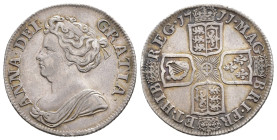 MONEDA EXTRANJERA. GRAN BRETAÑA. Ana. Shilling. 1711. Londres. AR 6,01 g. 25,5 mm. KM-533.2. Fina raya. MBC.
