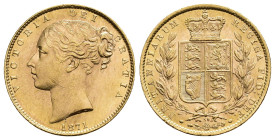 MONEDA EXTRANJERA. GRAN BRETAÑA. Victoria I. Soberano. 1871-30. AU 7,99 g. 22 mm. KM-736.2. EBC+. Rayitas en anv.