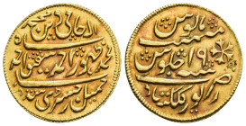 MONEDA EXTRANJERA. INDIA. East India Company. 1/2 mohur. (1202 H). AU 5,8 g. 24,3 mm. KM-X-19. EBC-.