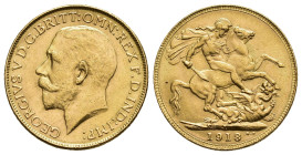 MONEDA EXTRANJERA. INDIA. Jorge V. Soberano. 1918-I. AU 7,98 g. 22 mm. KM-525A. EBC-.