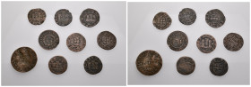 MONEDA EXTRANJERA. PORTUGAL. Lote de 9 monedas de cobre. Ss. XVI-XVIII. BC/MBC-.