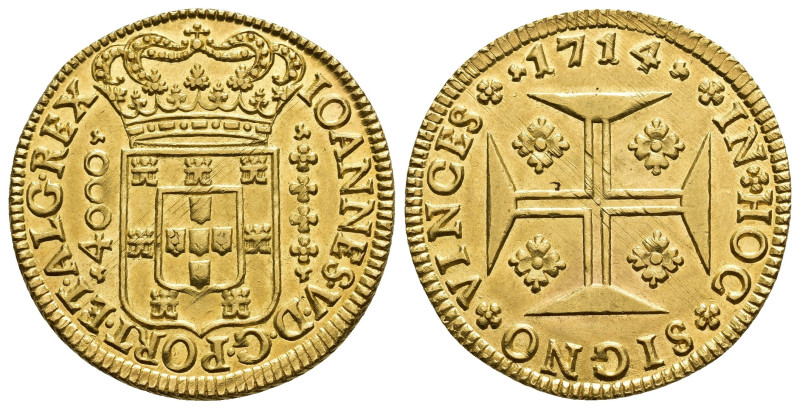 MONEDA EXTRANJERA. PORTUGAL. Juan V. 4000 reis. 1714. Lisboa. AU 10,53 g. 29,3 m...