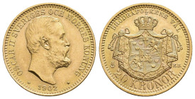 MONEDA EXTRANJERA. SUECIA. Óscar II. 20 kroner. 1902. EB. AU 8,97 g. 23 mm. KM-765. EBC.