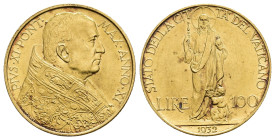 MONEDA EXTRANJERA. VATICANO. Pío XI. 100 liras. 1932/XI. AU 8,81 g. 23,7 mm. KM-9. EBC+.
