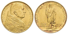 MONEDA EXTRANJERA. VATICANO. Pío XI. 100 liras. 1935/XIV. AU 8,81 g. 23,6 mm. KM-9. EBC+.