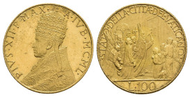 MONEDA EXTRANJERA. VATICANO. Pío XII. 100 liras. MCML (1950). AU 5,21 g. 20,8 mm. KM-48. SC.
