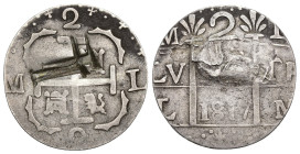 MONEDA EXTRANJERA. VENEZUELA. Caracas. 2 reales. 1817. LH. Acuñada hacia 1830, con posterioridad a la soberanía española. Gran resello chino SHANG. AR...