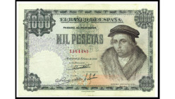 BILLETES. BANCO DE ESPAÑA. 1000 pesetas. 19 de febrero de 1946. Madrid. Sin serie. ED-D54. Doblado. EBC.