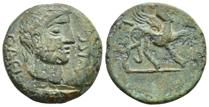 HISPANIA ANTIGUA. CASTULO. As. A/ Cabeza masculina diademada y con ínfulas a der...
