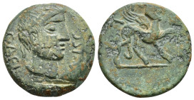 HISPANIA ANTIGUA. CASTULO. As. A/ Cabeza masculina diademada y con ínfulas a der., CA AEL MISC. R/ Esfinge a der.; M FV(L). AE 14,2 g. 26,3 mm. I-710;...