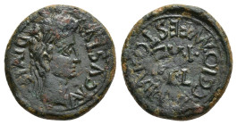 HISPANIA ANTIGUA. CELSA. Augusto. Cuadrante. A/ Cabeza laureada a der.; AVGVSTVS DIVI F. R/ C V I/CEL; L BAGGIO MN FESTO II VIR. AE 3,38g. 17,2 mm. I-...