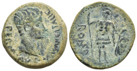 HISPANIA ANTIGUA. ITALICA. Augusto. As. A/ Cabeza a der.; PERM CAES AVG MVNIC ITALIC. R/ Roma a der.; ROMA. AE 14,4 g. 27,8 mm. I-1584; APRH-61; ACIP-...