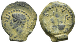 HISPANIA ANTIGUA. IULIA TRADUCTA. Augusto. Semis. A/ Cabeza a izq.; PERM CAES (AVG). R/ Instrumentos sacerdotales; IVLIA TRAD. AE 4,28 g. 20,9 mm. I-1...