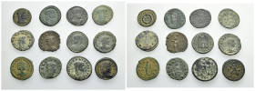 IMPERIO ROMANO. Lote de 12 piezas AE: antoninianos y follis de módulo reducido. BC+/MBC.