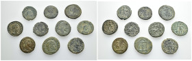 IMPERIO ROMANO. Lote de 10 follis, módulo mediano. BC-/MBC.