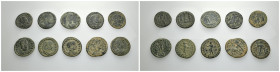 IMPERIO ROMANO. Lote de 10 follis, módulo mediano. BC-/MBC-.
