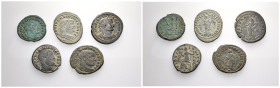 IMPERIO ROMANO. Lote de 5 follis módulo grande. BC+/MBC-.