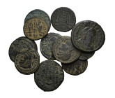 IMPERIO ROMANO. Lote de 12 follis, módulos mediano y pequeño. BC+/MBC+.