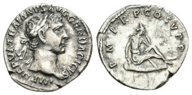 IMPERIO ROMANO. TRAJANO. Denario. Roma (103-111). A/ Cabeza laureada y drapeada al hombro a der.; IMP NERVA TRAIANVS AVG GER DACICVS. R/ Dacio sentado...
