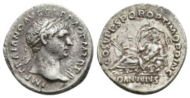 IMPERIO ROMANO. TRAJANO. Denario. Roma (103-111). A/ Cabeza laureada y drapeada al hombro a der.; IMP TRAIANO AVG GER DAC P M TR P. R/ Danubio recosta...