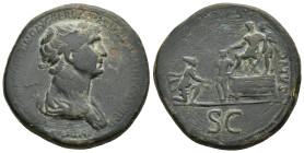 IMPERIO ROMANO. TRAJANO. Sestercio. Roma (104-117). A/ Busto laureado y drapeado a der.; IMP CAES NER TRAIANO OPTIMO AVG GER DAC PARTHICO P M TR P COS...