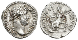 IMPERIO ROMANO. ADRIANO. Denario. Roma (130). A/ Cabeza laureada a der.; HADRIANVS AVG COS III P P. R/ Fortuna sentada a izq. con timón y cornucopia; ...