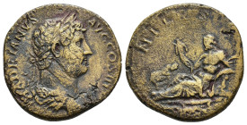 IMPERIO ROMANO. ADRIANO. As. Roma (130-133). A/ Busto laureado, drapeado y acorazado a der.; HADRIANVS AVG COS III P P. R/ Nilo recostado a izq., dela...