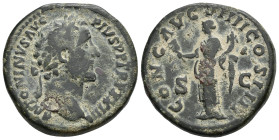 IMPERIO ROMANO. ANTONINO PÍO. Sestercio. Roma (160-161). A/ Cabeza laureada a der.; ANTONINVS AVG PIVS P P TR P XXIII. R/ Liberalitas a izq. con ábaco...