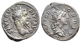 IMPERIO ROMANO. SEPTIMIO SEVERO. Denario. Roma (202-210). A/ Cabeza laureada a der.; SEVERVS PIVS AVG. R/ Busto radiado y drapeado a der.; PACATOR ORB...