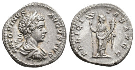 IMPERIO ROMANO. CARACALLA. Denario. Roma (199-200). A/ Busto laureado, drapeado y acorazado a der.; ANTONINVS AVGVSTVS. R/ Felicitas a izq. con cornuc...