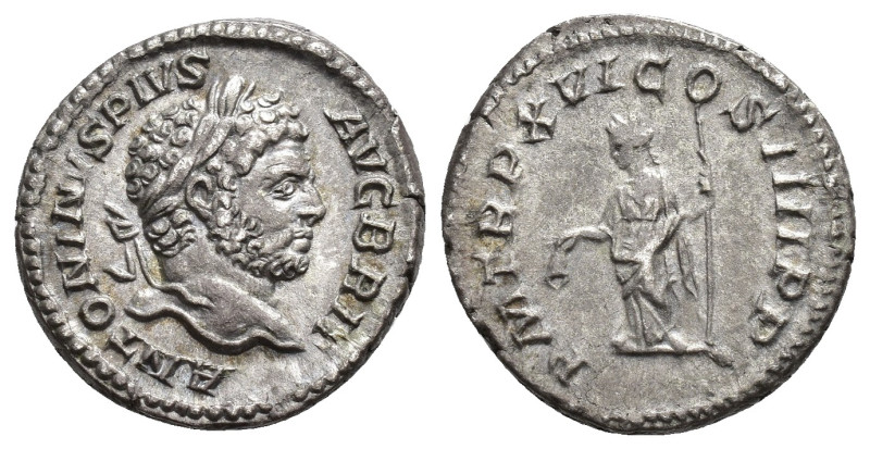 IMPERIO ROMANO. CARACALLA. Denario. Roma (213). A/ Cabeza laureada a der.; ANTON...
