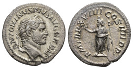 IMPERIO ROMANO. CARACALLA. Denario. Roma (216). A/ Cabeza laureada a der.; ANTONINVS PIVS AVG GERM R/ Serapis a izq.; P M TR P XVIII COS IIII P P. AR ...