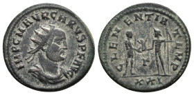 IMPERIO ROMANO. CARO. Antoniniano. Cyzicus (282-283). A/ Busto radiado, drapeado y acorazado; IMP C M AVR CARVS P F AVG. R/ Júpiter dando victoria a C...